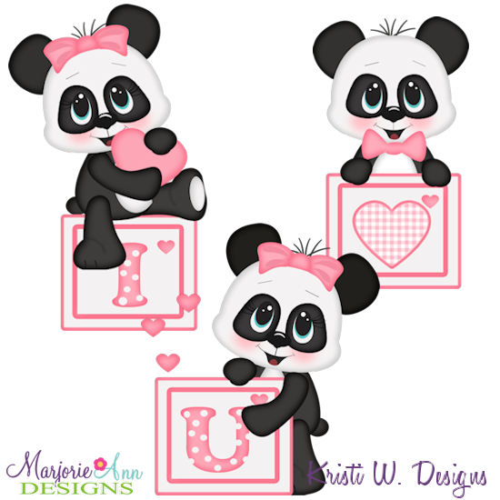 I Love You Panda's SVG Cutting Files + Clipart - Click Image to Close